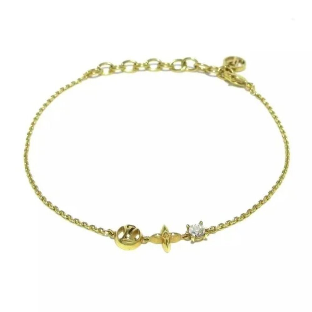 100% Authentic LOUIS VUITTON Bracelet Petit Louis Gold Clear Others